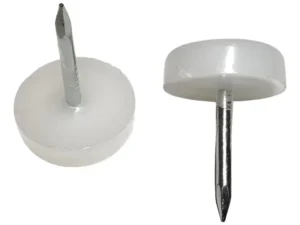 Patines con clavo blancos de 16 mm para muebles y mesas – topes deslizantes protectores