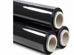 Pack de 3 film stretch en colores negro, transparente y azul para embalaje