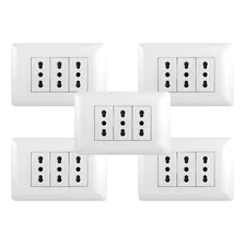 Pack de 5 tomacorrientes triples blancos 250V con placa – Colombiavid