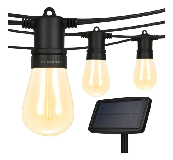 Guirnalda Solar Led 10 Metros Panel Con 10 Ampolletas Led Lu