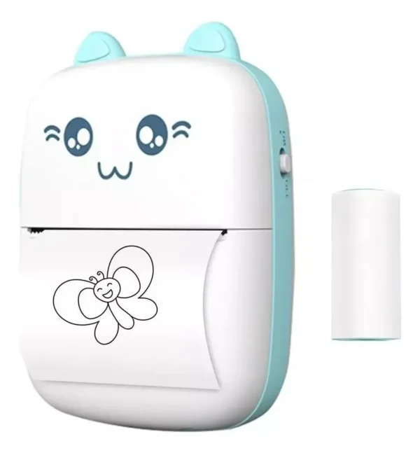 Mini Impresora Portátil Bluetooth Gatito  1 Rollo Termico Colo...