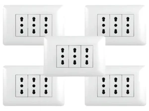 Pack 5 Tomacorriente Triple 1016a 250v Blanco